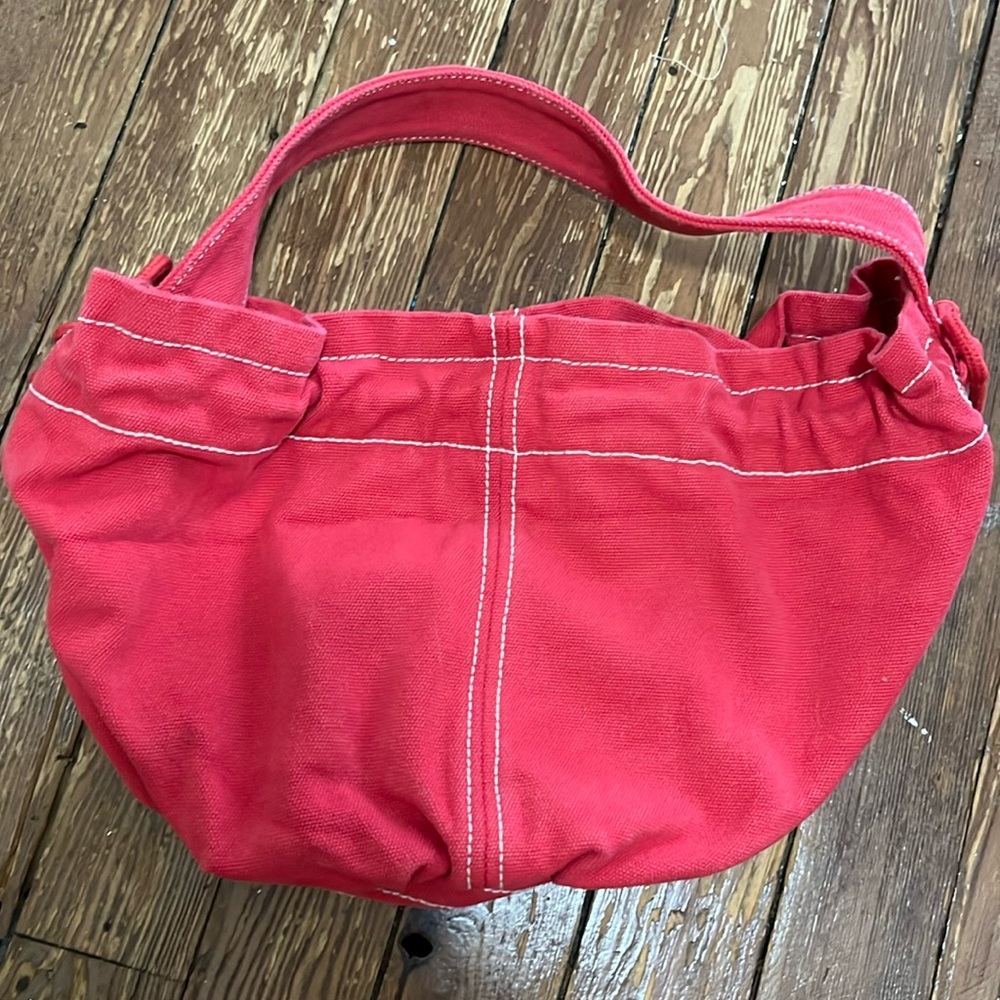 Gap Red With White Stitching Canvas Shopper Tote - image 1